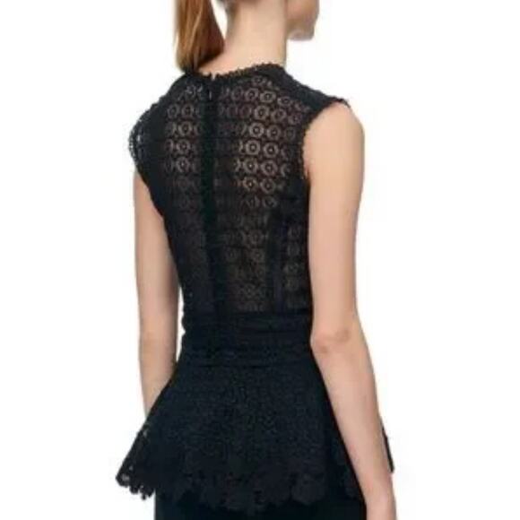 REBECCA TAYLOR Women’s Black Lace Sleeveless Peplum Top size 4 - Picture 3 of 8